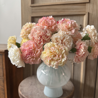 Guerlande artificielle simple tige de carnations roses décoratives en plastique et soie pour la Fête des Mères, les mariages, les arrangements floraux extérieurs et la photographie