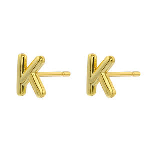 EM1473 Mini Orecchini a Perno Minimalisti Piccoli <span class=keywords><strong>e</strong></span> Delicati Placcati in Oro 18K con Lettera Iniziale a Forma di Bolla per Donne <span class=keywords><strong>e</strong></span> Ragazze - Product Image 5