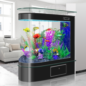 Aquarium de luxe léger, design 'Bullet Head', pour salon, petit, sur pied, grand écran, cloison d'entrée, chauffant, multicolore, 25W PE - Product Image 1