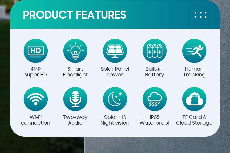 WiFi IP Network Solar Panel Security Camera HD 4MP 4G For Outdoor