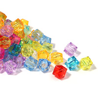 Perle Carrée Facettée en Acrylique Cristal Transparent la Plus Populaire, Vente en Gros, 10 mm, Sac de 500g, pour la Confection de Sacs