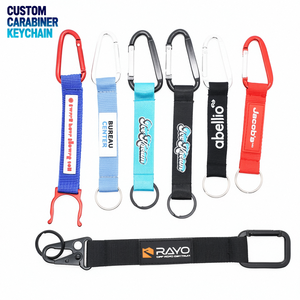 Polyester Lanyard Short Custom PVC Label Logo Webbing Key Holder Carabiner Keychain Strap Eco-Friendly Promotional Gift