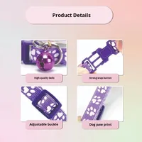 Collier universel réglable pour chien et chat avec clochette, pour petits/moyens chiens, en polyester et plastique, avec motif de patte de dessin animé, pour la promenade des chiens