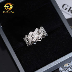 Anillo Cubano de Moissanita con Envío Rápido y Stock Local en EE. UU., Plata 925 Chapada en Oro, Pasa la Prueba de Diamante, Anillo Cubano para Hombre Estilo Hip Hop - Product Image 3