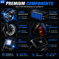 Moto tout-terrain électrique 72V 8000W, en alliage d'aluminium 6061, moteur sans balais, pneu 70/100-19, phare LED