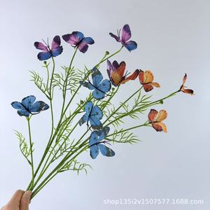 Qiye <b>Artificial</b> <b>Flowers</b> Simulated Butterfly <b>Flower</b> Single Stem 4 Heads Silk <b>Flower</b> Wedding Festival Decorations Commercial - Product Image 3