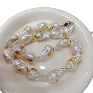 Collier de perles baroques de style Queen Wenchi, artisanat en feuille d'or, bijoux d'oreille en forme de queue de poisson naturelle, ensembles de bijoux fins - Product Image 5