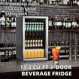 Refrigerador Comercial Eléctrico de 11.3 Pies Cúbicos y 53 Pulgadas con 3 Puertas de Vidrio, Acero Inoxidable, Capacidad para 480 Latas, con Cerradura de Seguridad - Product Image 2