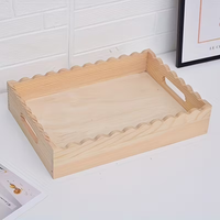 Plateau de service en bois massif, élégant plateau rectangulaire à bords festonnés, pour la décoration de la maison, plateaux en bois pour l'emballage de cadeaux