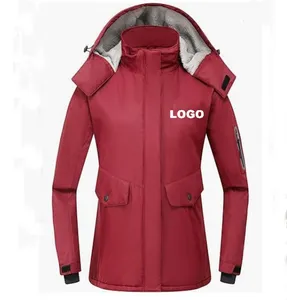 Jaket jas hujan wanita, jaket ski mendaki gunung, jaket bahan wol tahan air tahan angin kustom 2024 untuk wanita