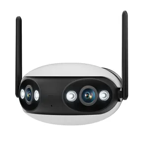 4k双镜头poe wifi安全摄像头180度超宽视角户外IP闭路电视无线智能双摄像头