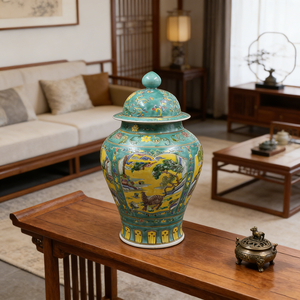 Jarrón Oriental Verde Qing Kangxi con Figura de General Songhe, Colección de Tesoros, Porcelana Antigua, Antigüedades - Product Image 6