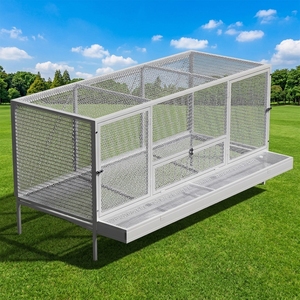 Cage à volailles en métal robuste avec grillage dense de type H, revêtement poudré, fermeture coulissante horizontale, pour l'extérieur, toutes saisons - Product Image 1