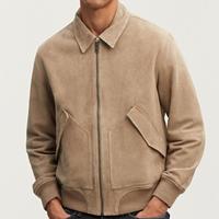 Vestes d'hiver sur mesure OEM pour homme, col boutonné, en daim, style aviateur et bombardier, fermeture éclair, coupe régulière