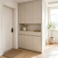 Armoire de rangement haute et étroite en bois massif, style nordique, avec portes et 5 étagères, pour couloir, entrée, appartement, usage domestique