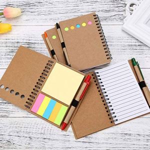 Design Custom Logo Sticky Notes Kraft Paper Cover <b>Mini</b> <b>Notebook</b> Note Pads with Pen - Product Image 1