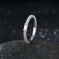 Tendance Plaqué Or Laiton Glacé Cubique Zircon Diamant Tennis Anneau Pour Hommes Femmes Carré Pierre Anneau Hip Hop Bijoux