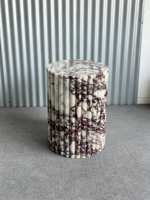 Table d'appoint cannelée en marbre Calacatta Viola, socle cylindrique en marbre naturel pour salon, décoration intérieure, taille personnalisée