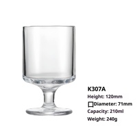 Creatief kort klein duurzaam kristalglas handgemaakt mondgeblazen vaatwasser- en magnetronbestendig modern eenvoudig design