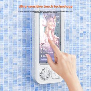 Haut-parleur de salle de bain étanche avec écran <span class=keywords><strong>tactile</strong></span> sans fil et <span class=keywords><strong>support</strong></span> mural pour téléphone - Product Image 2