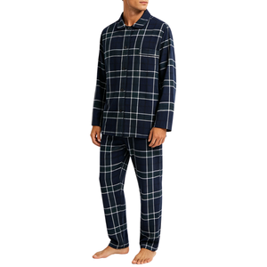 Pyjamas rayés QINGYAN pour femmes, ensemble de pyjamas en coton assortis, pyjamas pour couples, vêtements de détente à manches longues brossés pour hommes et femmes - Product Image 1
