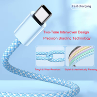 Cable de Carga Rápida de Cobre Puro con Trenzado de Nailon de 3FT 6FT 10FT, PD 60w, USB a Tipo-C, Cable de Datos Colorido para Teléfonos Inteligentes