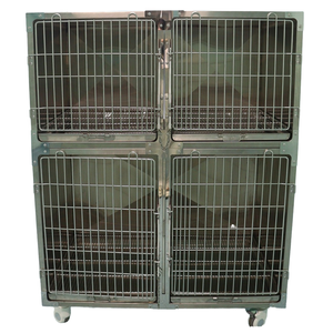 Paslanmaz Çelik Basit Büyük Köpek Kafesi, 4 Kapılı, Güvenli ve Dayanıklı Metal Tepsili, Hastaneler/Veteriner Klinikleri ve İç/Dış Mekan Kullanımı için - Product Image 1