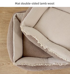 Cama para gatos y perros para todas las estaciones con cojín extraíble-<span class=keywords><strong>Perrera</strong></span> térmica cálida de felpa súper suave para mascotas, fondo duradero para mascotas de interior - Product Image 4