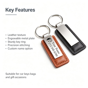 Llavero de Cuero y Metal Personalizado, para Llaves de Auto, Mochila, Bolso, Regalo para Papá, para el Día del Padre, para Hombres y Uso Diario - Product Image 1