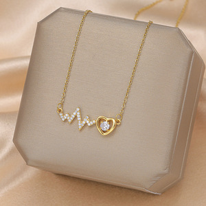 Collar de Lujo con Colgante de Corazón de Acero Inoxidable con Oro de 18K, Perlas y Circonitas, Collar con Medallón de Mariposa de Ópalo para Mujer, Joyería - Product Image 6