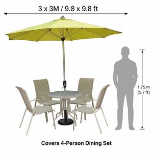 3x3M Commercial Heavy Duty Center Pole Patio Umbrella Aluminum Waterproof UV50+ Outdoor Hotel <strong>Garden</strong> Beach Crank <strong>Tilt</strong> <strong>Parasol</strong> - Product Image 4