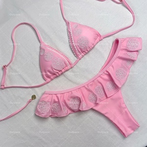 Traje de Baño de Dos Piezas con Bordado de Flores 3D Personalizado, Bikini Triangular de Lujo para Mujer, Ropa de Playa, Fabricante de Trajes de Baño Femeninos - Product Image 1
