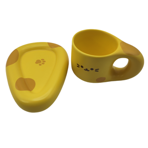 แก้วเซรามิคทรงน่ารักพุงป่อง ขนาด 10 ออนซ์ พร้อมจานรอง สำหรับลาเต้ ชา นม - Product Image 6