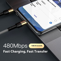 Câble de données USB-C vers USB-C PD 60W 3A, haute vitesse, plaqué or, 1,2 m, tressé en nylon, puce intelligente, charge rapide pour iPhone Samsung
