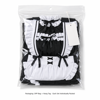Ensemble de robe de cosplay de femme de chambre pour femme, noir et blanc, avec dentelle et volants, tenue d'anime pour fête d'Halloween