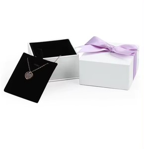 Lid Packaging Set Paper <b>Gift</b> Box <b>White</b> Jewelry Packaging <b>Boxes</b> With Purple Ribbon - Product Image 2