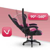 Chaise de Gaming Polonaise Pivotante avec LED Cœur, Éclairage RGB, Fonctionnelle, pour PC Gamer, Chambre Gamer, avec Massage