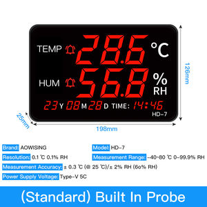 Temperatura Humedad Pantalla Reloj de pared Termómetro Higrómetro con alarma de exceso <span class=keywords><strong>Sensor</strong></span> de sonda externa - Product Image 4