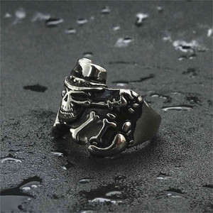 Anillo de Acero Inoxidable con Diseño de Esqueleto, Estilo Punk Retro para Hombre, Joyería de Regalo, Color Plateado - Product Image 5
