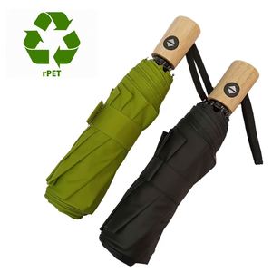 Parapluie publicitaire semi-automatique écologique en RPET de 27 pouces, impression de logo OEM, parasol pliable de golf - Product Image 4
