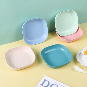 Weizenstrohteller – Kuchen-, Obst-, Snack- und Desserttablett, Aufbewahrungsplatte, Knochenfänger, quadratischer Familien-Essteller - Product Image 1