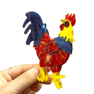 Fermaglio per capelli in acetato a forma di gallo, design creativo a tema animale, lussuoso fermaglio a pinza a forma di gamba di pollo per uso quotidiano - Product Image 5