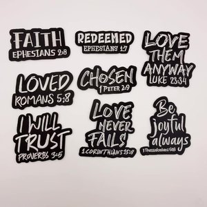 Từ nhỏ tôi sẽ tin tưởng Đức tin thư vá Ba lô trang trí thêu sắt trên các bản vá lỗi với các từ Đính cho áo khoác jeans - Product Image 2