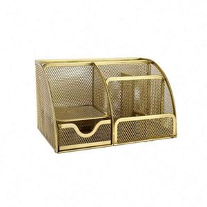 High Quality Metal Mesh Multi-Functional Mesh Desk Organizer with <b>6</b> Compartments and 1 <b>Drawer</b> Desk Organizer Office Accessories - Product Image 5