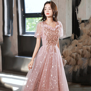 Pink Evening Gown For Women Sweetheart Neckline Empire Waist <b>A</b>-<b>Line</b> 3D Stereoscopic <b>Patterns</b> Flattering Slimming Banquet <b>Dress</b> - Product Image 2