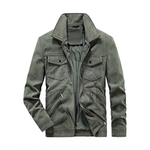 Chaqueta de pana para hombre con cuello alto, cierre de cremallera, ropa de trabajo informal, múltiples bolsillos, ropa exterior de estilo urbano, servicio OEM. - Product Image 4