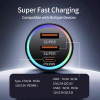 Chargeur de voiture 90W 3 ports PD 30W Type C QC3.0 USB 3 en 1 Super rapide avec port allume-cigare