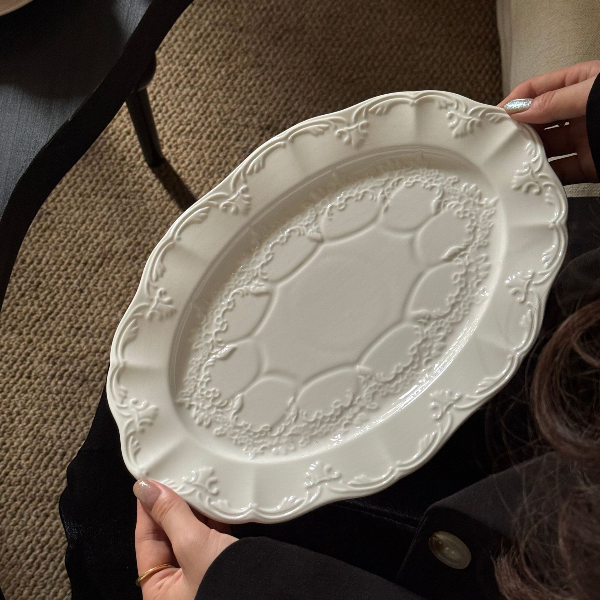 Moonlight Lace Oval Plate 30*20.5*2