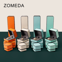Vente en gros de boîtes à bijoux Zomeda de luxe modernes avec logo personnalisé en cuir PU, fermeture magnétique, ensemble de boîtes à bijoux colorées, emballage cadeau pour collier et bague