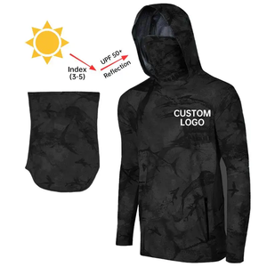 Sublimation Custom Quick Dry UPF 50+ Uv <strong>Hoodie</strong> Sun Protective Hooded Fishing <strong>T</strong> <strong>Shirt</strong> - Product Image 2